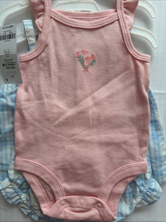 Carter's Other - Pink Floral Baby One-Piece Bodysuit and a Blue and White 2 piece outfit!
NWT 3m